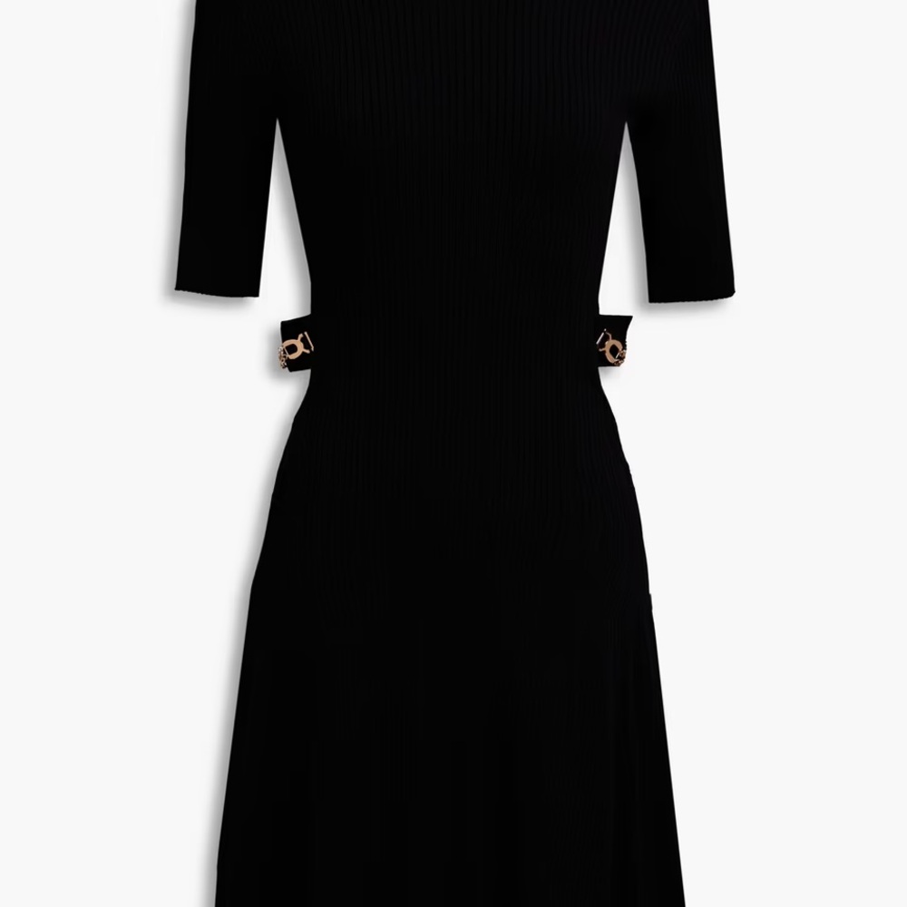 Rain Cut-Out Detail Ribbed-Knit Dress